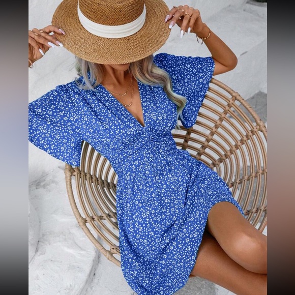 Boho floral print butterfly sleeve mini dress - Picture 10 of 13